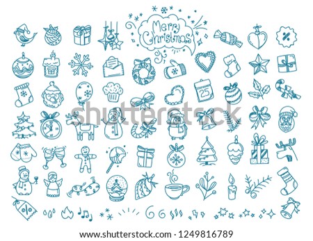 Christmas doodle elements clipart. Vector illustration