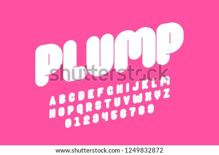 Plump font design, thick alphabet letters and numbers vector illustration Royalty-Free Stock Photo #1249832872
