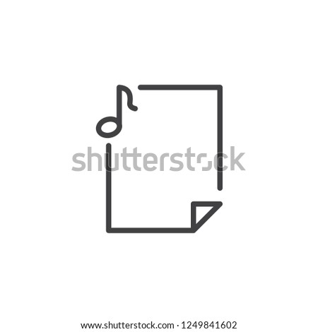 Audio file outline icon. linear style sign for mobile concept and web design. File with music note simple line vector icon. Symbol, logo illustration. Pixel perfect vector graphics