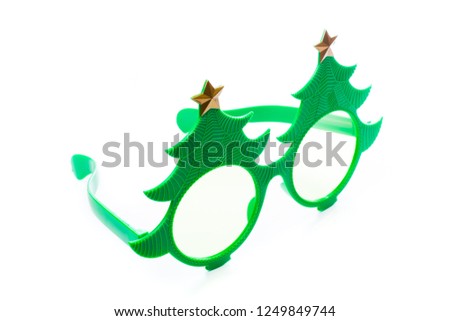 christmas glasses on white background