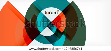 Modern geometric circles abstract background, colorful round shapes with shadow effects, vector illustration