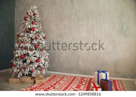 White Christmas tree bedroom Interior gifts new year holiday winter