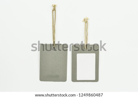 Gray rectangle price tags on minimalist white background.Copy space beside for texts.Ideal for all types of shopping or online business concept.New year sales festival.