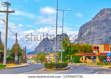 mountain city village road kalambaka