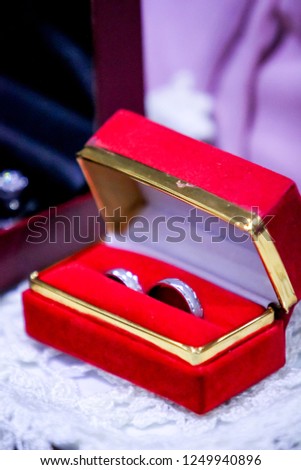 A Pair of Weeding Rings, Engagement Rings on a Velvet