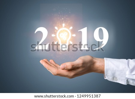 Businessman welcome year 2019. Business new year card concept / soft focus picture / Vintage concept