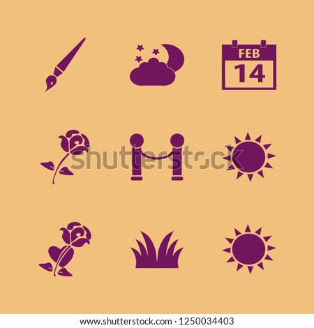 wallpaper icon. wallpaper vector icons set brush, sun, calendar february and rose