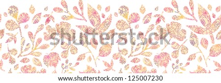 Textured pastel Leaves Horizontal Seamless Pattern background
