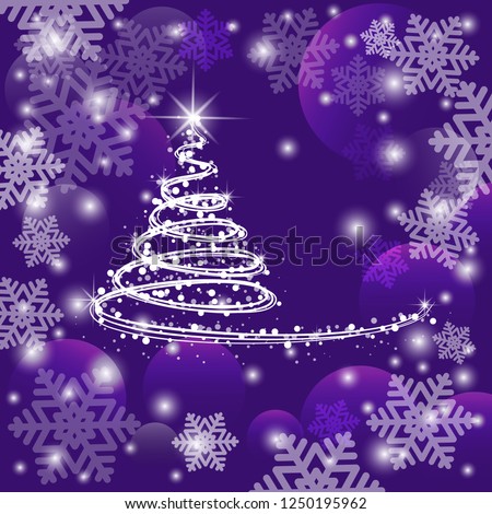 Abstract christmas tree on purple background. Vector illustration