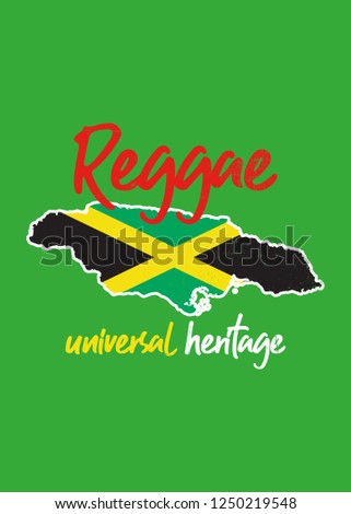 reggae jamaica roots music map flag rasta colors distressed