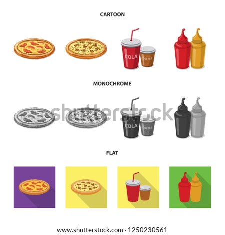 Vector illustration of pizza and food sign. Collection of pizza and italy symbol for web.