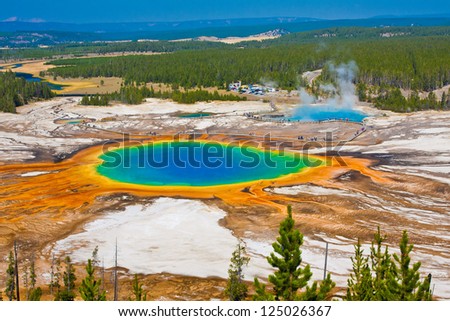 Grand Prismatic Spring in Yellowstone National Park Royalty-Free Stock Photo #125026367