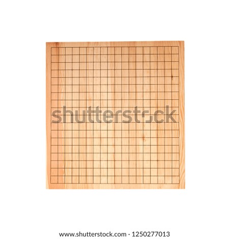 Empty wooden desk for board game Go on white background, top view