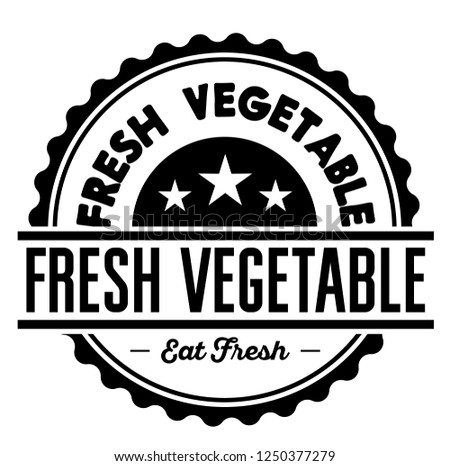 fresh vegetable label on white background