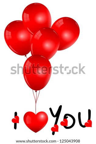 Beautiful Red Balloons with I Love You