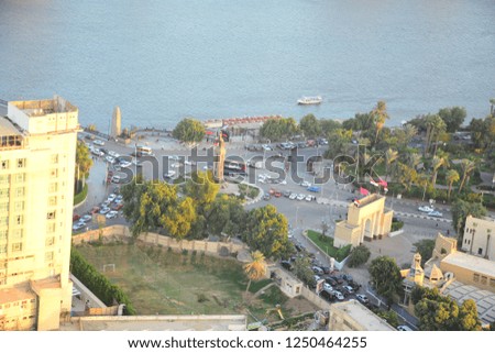 A view of Nile river in Cairo Egypt from the top of Cairo tower showing actual beautiful Cairo