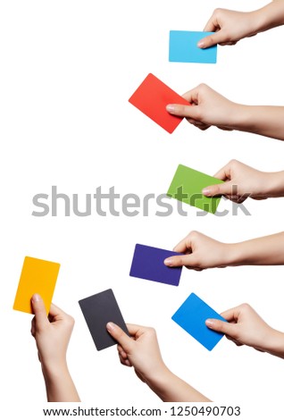 Business image using hand and card.