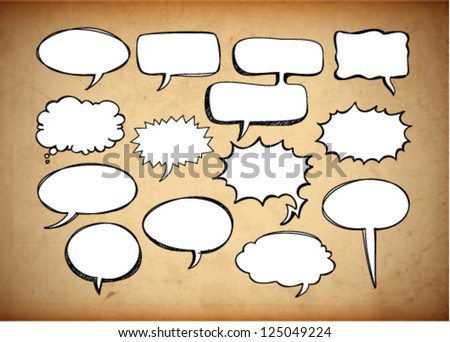 Retro speech bubbles on the grungy background. Vector Illustration.