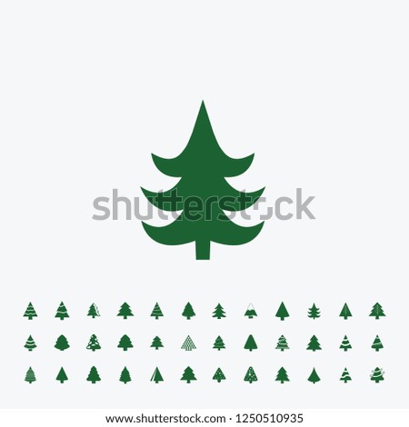 Different Christmas tree set, vector illustration. Can be used for greeting card, invitation, banner, web design.