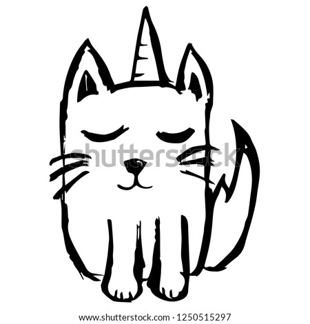 Vector Illustration of Unicorn Horse Fantasy Drawn, Ink, Brush, Sketch for Isolated Graphic Design Outline, Sign, Symbol and more