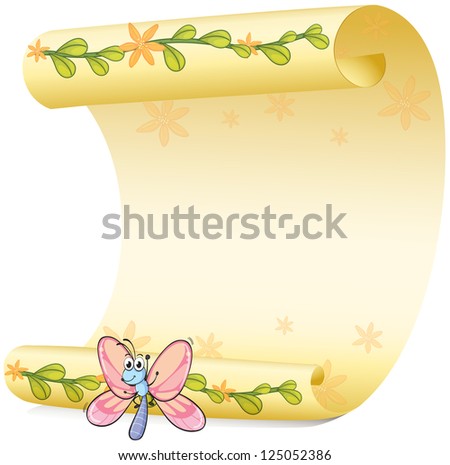 Illustration of a butterfly and a roll on a white background