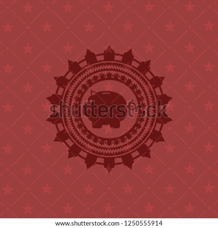 piggy bank icon inside retro red emblem