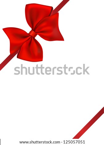 Red bow isolated on white background. Raster Version.