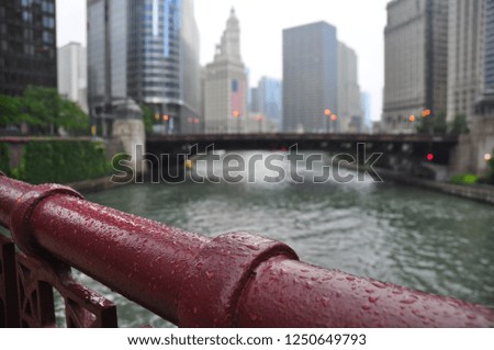 One rainy day on the downtown of Chicago, the picture is taking at Chicago river.