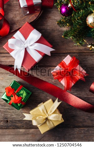 gift box Christmas on wooden background