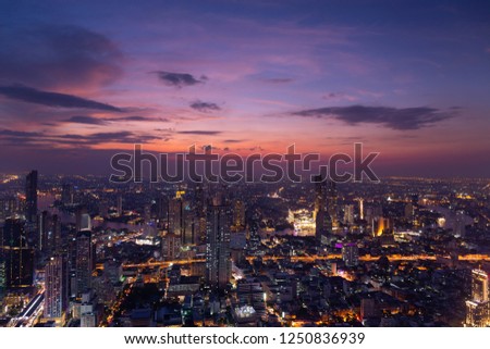 Bangkok city at sunset time, view from high building