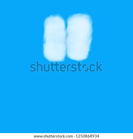 Puffy cloud Font set. Letters and numbers and symbols on blue sky. Alphabet for sales, education and fun