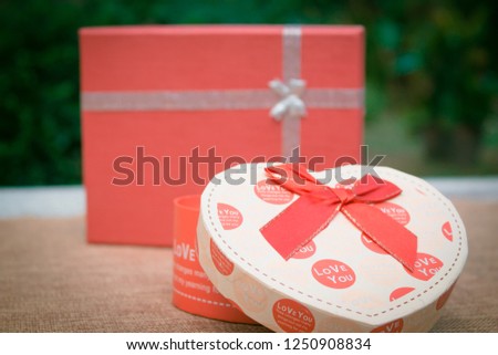 Red Gift Box and Heart-shaped Gift Box view top table.
