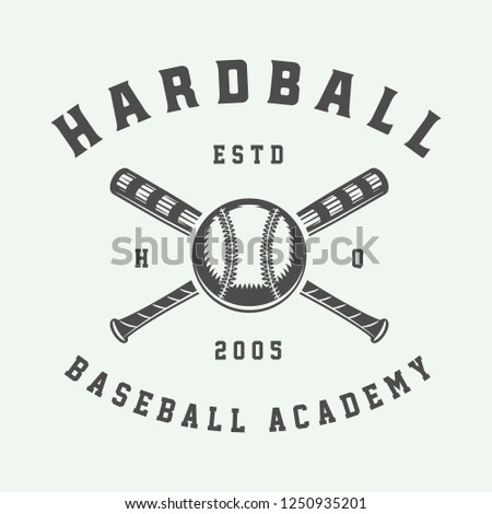Vintage baseball sport logo, emblem, badge, mark, label. Monochrome Graphic Art. Vector Illustration. 
