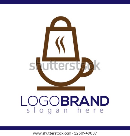 Coffee Shop logo icon vector. coffee with bag shop