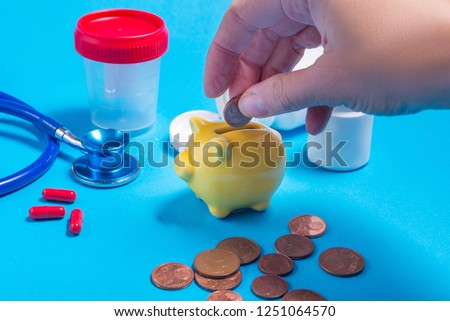 Saving money for medicine concept