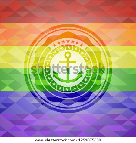anchor icon on mosaic background with the colors of the LGBT flag