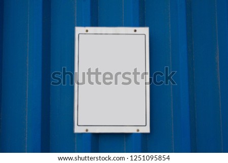 empty white sign on metal board for construction