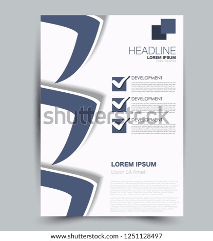 Flyer template. Design for a business, education, advertisement brochure, poster or pamphlet. Vector illustration.  Grey color.