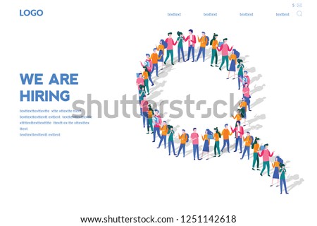 We are hiring concept, Recruitment Zoom Magnifying Glass Picking Business Person, Candidate, People Group, big team,  The choice of the best suited employee, Looking for talent. Businessman. Royalty-Free Stock Photo #1251142618