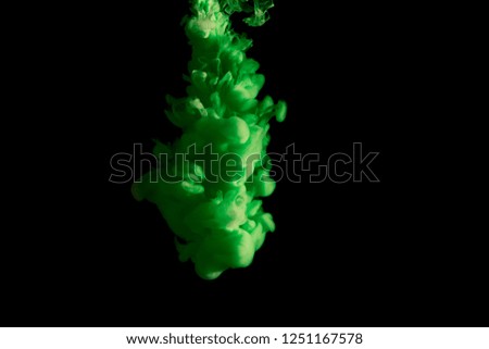 paint stream in water, colored ink cloud, abstract background,green dye on a black background