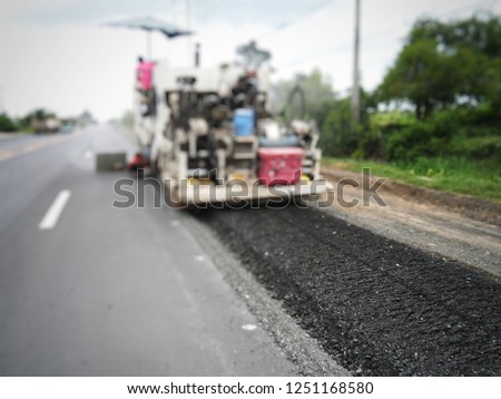 Road construction in Thailand, picture blurred