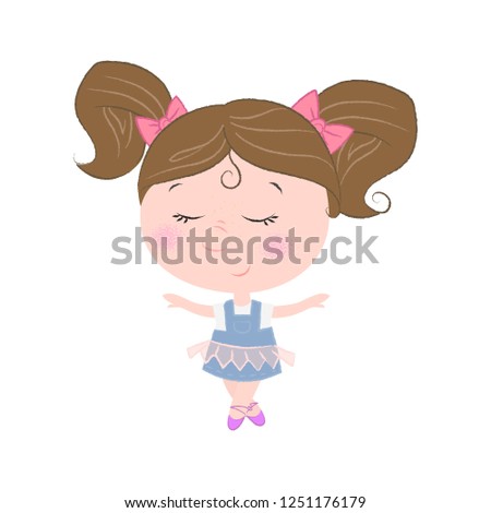 Little cartoon ballet dancer. Dancing concept. Vector illustration can be used for topics like performing, entertainment, activity