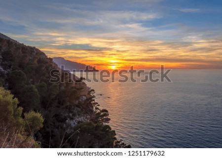 coast of majorca island at sunset, spain