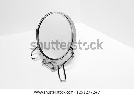 Round make up mirror with copy space in center