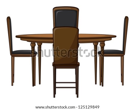 Illustration of a dinning table on a white background