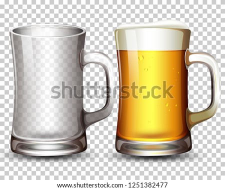 Set of glass and beer illustration