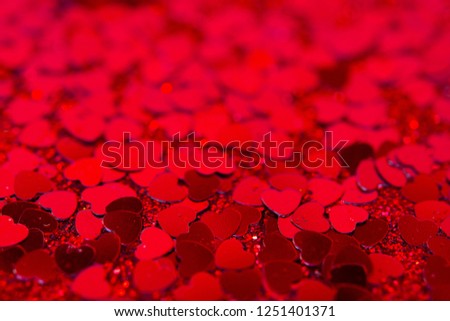 Red hearts confetti texture. Happy Valentines day background.