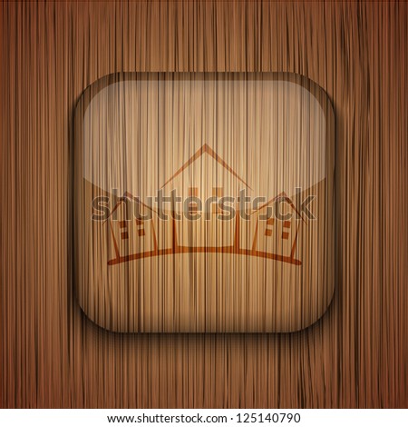 wooden app icon on wooden background.