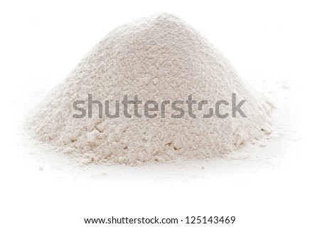 heap of wheat flour isolated on white background Royalty-Free Stock Photo #125143469