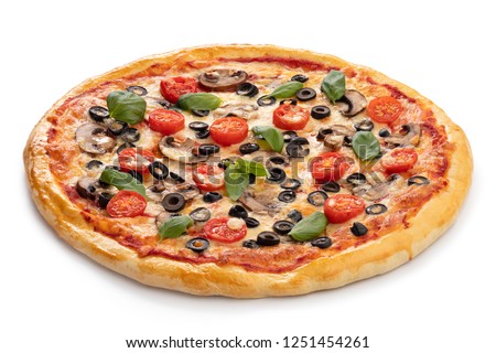 Pizza vegetarian isolated on white background.